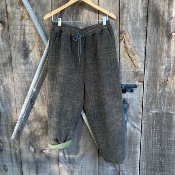 Solid 100% Cotton Padded Wide Leg Winter Women's Harem Style Pants, OS, Brown - Picture 4 of 14